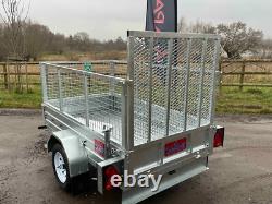 Remorque Ex Démo 7ft X 4ft Robuste Avec Kit Cage, Rampe Arrière, Boîte À Outils En Alliage