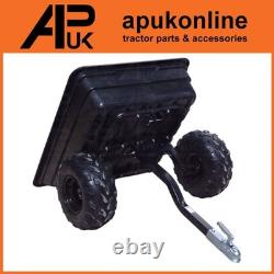 Remorque basculante ATV 700kg avec bac en polyéthylène et attelage pour utilisation dans le jardin, le foin, le fumier et le sol.