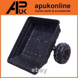 Remorque basculante ATV 700kg avec bac en polyéthylène et attelage pour utilisation dans le jardin, le foin, le fumier et le sol.