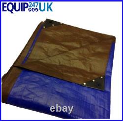 Tough 185gsm Imperméable Tarpauline Feuille De Sol Camping De Service Lourd Blue Brown