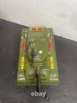 Tracteur à remontoir diesel lourd MARX CATERPILLAR des années 1950 en métal étain vintage