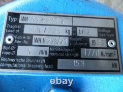 Treuil manuel à vis sans fin Pfaff 250 kg monté au mur robuste avec corde allemande de 5 mm