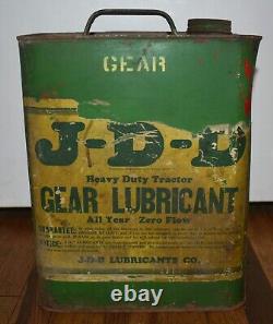 Vintage J-D-D JD Tracteur agricole lourd John Deere 2 gallons Canette d'huile publicitaire