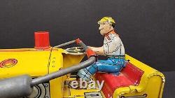 Vintage Marx Toys Tracteur Caterpillar Diesel en tôle lithographiée et remorque Heavy Duty J2